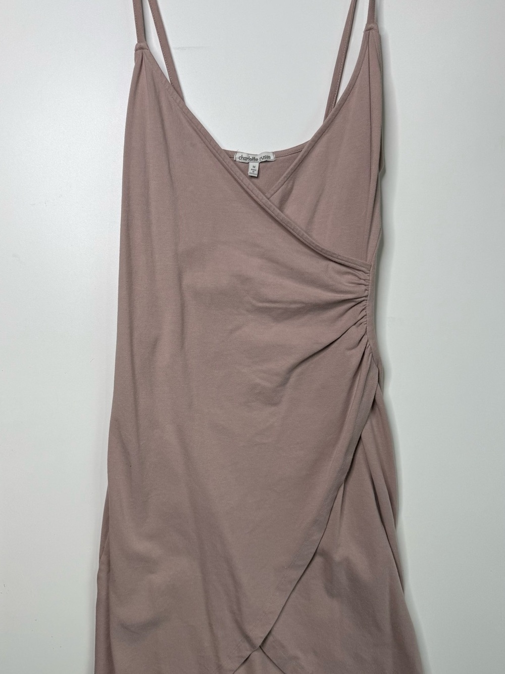 Charlotte Russe Dusty Rose Ruched Wrap Slip Dress